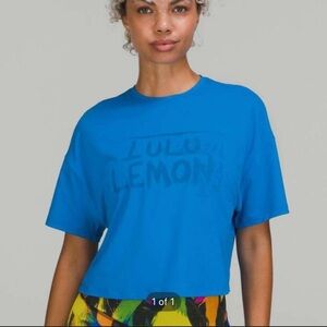 Lululemon Athletica Blue Boxy Crop T-Shirt